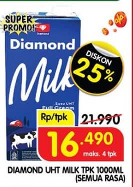 Promo Harga Diamond Milk UHT All Variants 1000 ml - Superindo