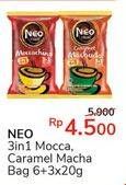 Promo Harga Neo Coffee 3 in 1 Instant Coffee Moccachino, Caramel Machiato per 9 sachet 20 gr - Alfamidi