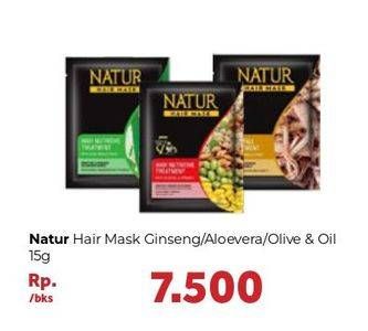 Promo Harga NATUR Hair Mask Ginseng, Aloe Vera, Olive Oil 15 gr - Carrefour