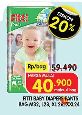 Promo Harga Fitti Pants M32, L28, XL26, XXL24 24 pcs - Superindo