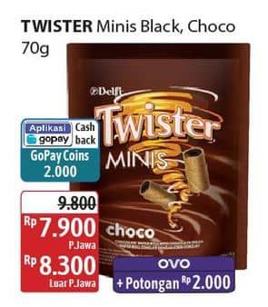 Promo Harga Delfi Twister Minis Choco, Black Vanilla 80 gr - Alfamidi
