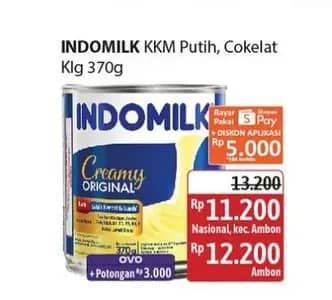 Promo Harga Indomilk Susu Kental Manis Plain, Cokelat 370 gr - Alfamidi