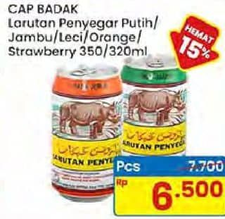 Promo Harga Cap Badak Larutan Penyegar Putih, Jambu, Leci, Jeruk, Strawberi 320 ml - Indomaret