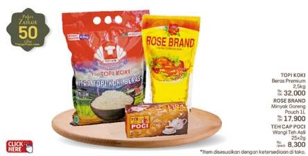 Promo Harga Topi Koki Beras/Rose Brand Minyak Goreng/Teh Cap Poci Teh Celup  - LotteMart