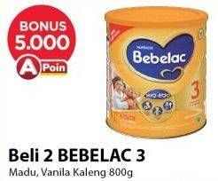 Promo Harga BEBELAC 3 Susu Pertumbuhan Madu, Vanila 800 gr - Alfamart