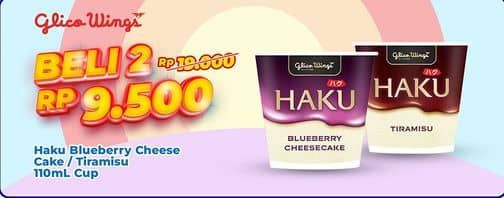 Promo Harga Glico Haku Blueberry Cheesecake Cup, Tiramisu Cup 110 ml - Indomaret