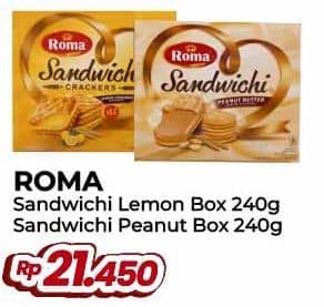 Promo Harga Roma Sandwich Lemon, Peanut Butter 216 gr - Yogya