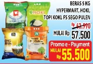 Promo Harga HYPERMART/HOKI/TOPI KOKI/FS Sego Pulen Beras 5kg  - Hypermart