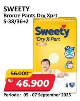 Promo Harga Sweety Bronze Pants Dry X-Pert S36+2 38 pcs - Alfamart