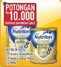 Promo Harga NUTRILON Royal 3 / 4 Susu Pertumbuhan Vanilla, Madu 800 gr - Hypermart