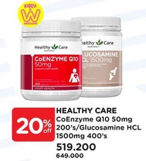 Promo Harga HEALTHY CARE CoEnzyme Q10 50 mg/Glucosamine HCL 1500 mg   - Watsons