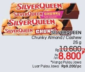 Promo Harga Silver Queen Chunky Bar Almonds, Cashew 30 gr - LotteMart