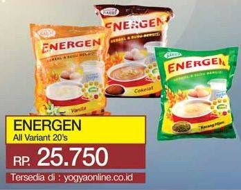Promo Harga ENERGEN Cereal Instant All Variants per 20 sachet - Yogya
