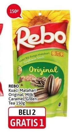 Promo Harga REBO Kuaci Bunga Matahari Original, Milk, Caramel, Green Tea 150 gr - Alfamidi
