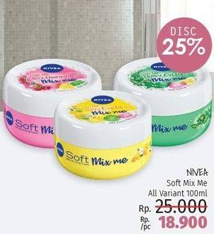 Promo Harga NIVEA Soft Mix Me All Variants 100 ml - LotteMart