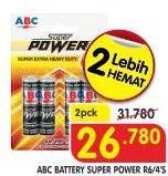 Promo Harga ABC Battery Super Power R6 per 2 pouch 4 pcs - Superindo