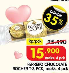 Promo Harga Ferrero Rocher Chocolate T-3 35 gr - Superindo