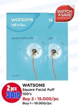 Promo Harga Watsons Square Puff per 2 bungkus 100 pcs - Watsons