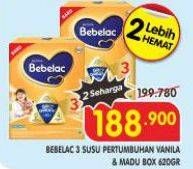 Promo Harga Bebelac 3 Gro Great Vanila, Madu 620 gr - Superindo