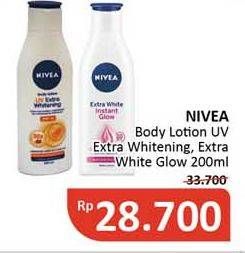 Promo Harga NIVEA Body Lotion UV Extra Whitening SPF 15, Extra White Instant Glow 200 ml - Alfamidi
