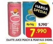 Promo Harga OLATTE Drink Peach, Pear 240 ml - Superindo