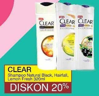 Promo Harga CLEAR Shampoo Natural Black, Hair Fall, Lemon Fresh 320 ml - Yogya