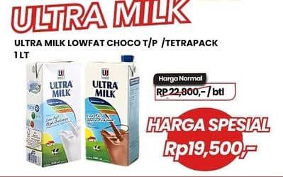 Promo Harga Ultra Milk Susu UHT Low Fat Coklat, Low Fat Full Cream 1000 ml - Carrefour