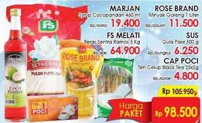 Promo Harga Paket Lebaran (Marjan + FS Melati + Rose Brand Minyak Goreng + SUS Gula + Cap Poci)  - LotteMart