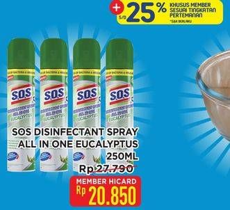 Promo Harga SOS Disinfectant Spray Eucalyptus 250 ml - Hypermart