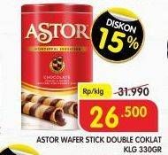 Promo Harga ASTOR Wafer Roll Double Chocolate 330 gr - Superindo