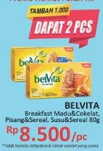 Promo Harga BELVITA Biskuit Breakfast Honey Chocolate, Banana Cereal, Milk Cereal 80 gr - Alfamidi