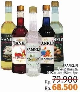 Promo Harga FRANKLIN Syrup Barista All Variants 650 ml - LotteMart