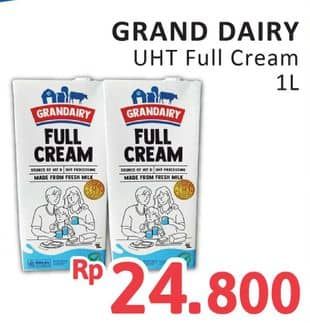 Promo Harga Grandairy Susu UHT Full Cream 1000 ml - Alfamidi