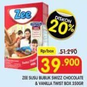Promo Harga ZEE Susu Bubuk Swizz Chocolate, Vanilla Twist 350 gr - Superindo