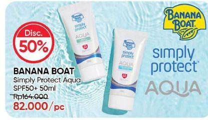 Promo Harga BANANA BOAT Simply Protect Aqua Daily Moisture SPF 50+ 50 ml - Guardian