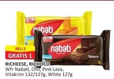 Promo Harga Nabati Wafer Richeese, Richoco, Pink Lava, White 127 gr - Alfamart