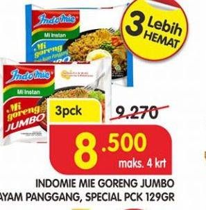 Promo Harga INDOMIE Mi Goreng Jumbo Ayam Panggang, Spesial per 3 pcs 129 gr - Superindo