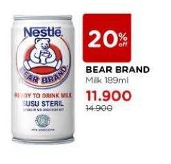 Promo Harga Bear Brand Susu Steril 189 ml - Watsons