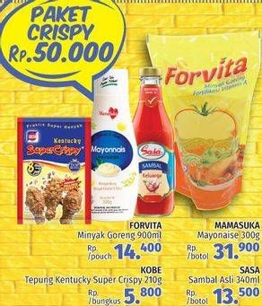 Promo Harga Paket Crispy (Forvita Minyak Goreng + Kobe Tepung Kentucky + Mamasuka Mayonaise + Sasa Sambal)  - LotteMart