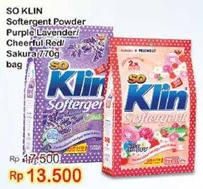 Promo Harga SO KLIN Softergent Purple Lavender, Cheerful Red, Soft Sakura 770 gr - Indomaret