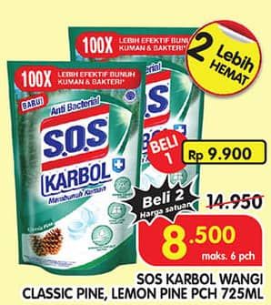 Promo Harga SOS Karbol Wangi Classic Pine, Lemon Pine 750 ml - Superindo