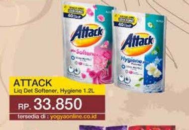 Promo Harga Attack Detergent Liquid Plus Softener, Hygiene Plus Protection 1200 ml - Yogya