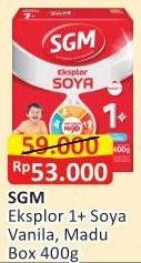 Promo Harga SGM Eksplor Soya 1-5 Susu Pertumbuhan Vanila, Madu 400 gr - Alfamart