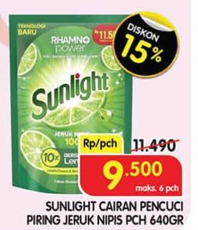Promo Harga Sunlight Pencuci Piring Jeruk Nipis 100 640 ml - Superindo