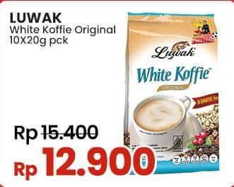 Promo Harga Luwak White Koffie Original per 10 sachet 20 gr - Indomaret