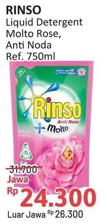 Promo Harga Rinso Liquid Detergent + Molto Pink Rose Fresh, + Molto Classic Fresh 750 ml - Alfamidi