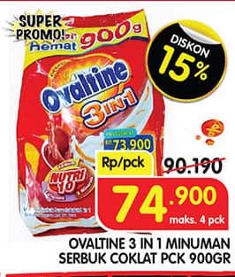 Promo Harga Ovaltine 3 In 1 900 gr - Superindo