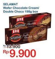 Promo Harga SELAMAT Wafer Choco Cream, Double Chocolate 198 gr - Indomaret