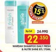 Promo Harga WARDAH Shampoo Daily Fresh, Nutri Shine 170 ml - Superindo
