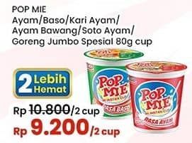 Promo Harga Indomie Pop Mie Instan Ayam, Baso, Kari Ayam, Ayam Bawang, Soto Ayam, Ayam Spesial 75 gr - Indomaret